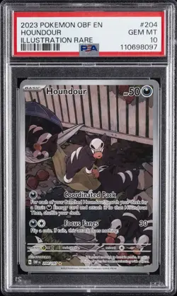2023 POKEMON OBF EN-OBSIDIAN FLAMES ILLUSTRATION RARE #204 HOUNDOUR PSA 10 - Image 1
