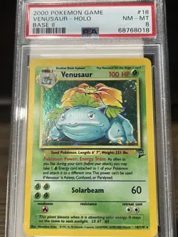 Venusaur Base Set 2- PSA 8 Pokemon Holo 18/130 Near Mint 1999-2000 - Image 1