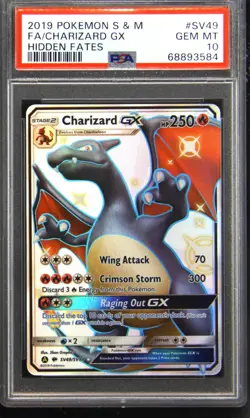 2019 POKEMON SUN & MOON HIDDEN FATES #SV49 FULL ART/CHARIZARD GX PSA 10 - Image 1
