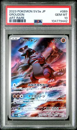 2023 POKEMON JPN SV3A-RAGING SURF ART RARE #069 GROUDON PSA 10 - Image 1