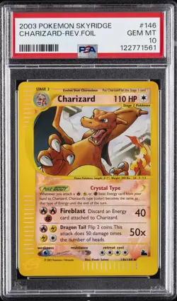 2003 POKEMON SKYRIDGE #146 CHARIZARD-REVERSE FOIL PSA 10 - Image 1