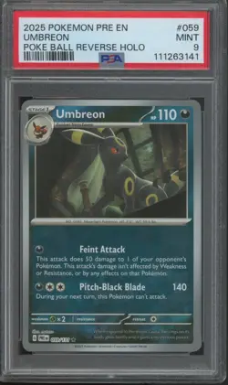 Pokemon TCG Umbreon 59/131 Prismatic Evolutions Poke Ball Pattern PSA 9 - Image 1
