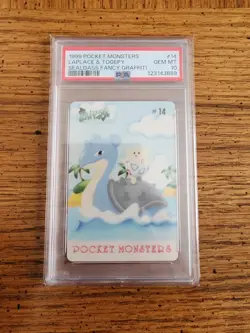 1999 POCKET MONSTERS SEALDASS FANCY GRAFFITI #14 LAPLACE & TOGEPY PSA 10 - Image 1