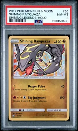 2017 POKEMON SUN & MOON SHINING LEGENDS #56 SHINING RAYQUAZA-HOLO PSA 8 - Image 1