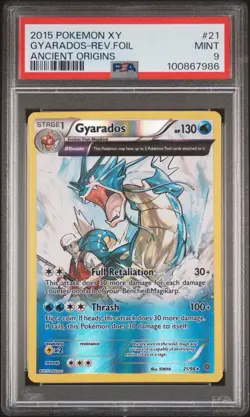 2015 POKEMON XY ANCIENT ORIGINS #21 GYARADOS-REVERSE FOIL PSA 9 - Image 1