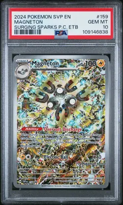 2024 POKEMON SVP SURGING SPARKS POKEMON CENTER ETB PROMO #159 MAGNETON PSA 10 - Image 1