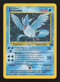 Pokemon TCG Articuno Fossil Holo Card 2/62 Unlimited Rare VLP - Image 1