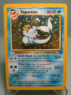 Vaporeon 12/64 Holo Rare Jungle Wizards of the Coast Pokemon Card - Excellent - Image 1