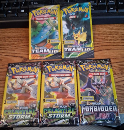 Pokemon 2 Team Up 3 Card Boosters & 3 More 3 Card Booster Packs Factory Sealed - Image 1