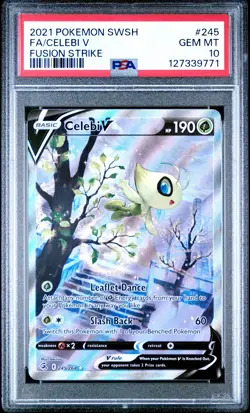 2021 POKEMON SWORD & SHIELD FUSION STRIKE #245 FULL ART/CELEBI V PSA 10 - Image 1
