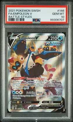2021 POKEMON SWORD & SHIELD BATTLE STYLES #146 FULL ART/EMPOLEON V PSA 10 - Image 1