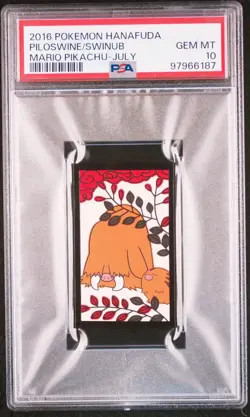 2016 POKEMON HANAFUDA MARIO PIKACHU JULY PILOSWINE/SWINUB PSA 10 - Image 1