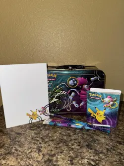 Pokemon TCG Hoopa & Rayquaza 2015 Tin Collector’s Metal Latch Box With Contents - Image 1