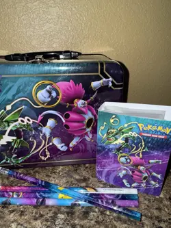 Pokemon TCG Hoopa & Rayquaza 2015 Tin Collector’s Metal Latch Box With Contents - Image 4
