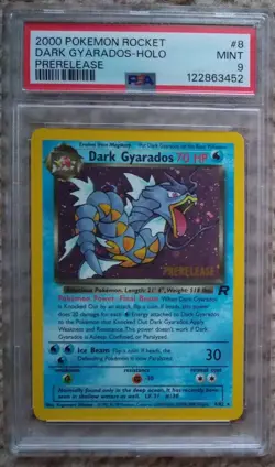 2000 Pokemon Rocket Prerelease #8 Dark Gyarados Holo PSA 9 - Image 1