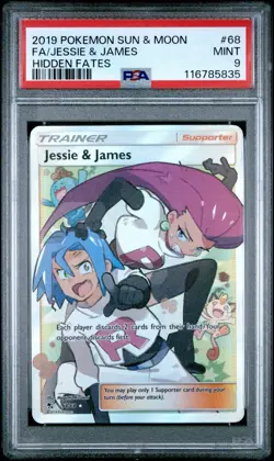 Pokemon Jesse & James Full Art Trainer PSA 9 Sun And Moon Hidden Fates 68/68 MT - Image 1