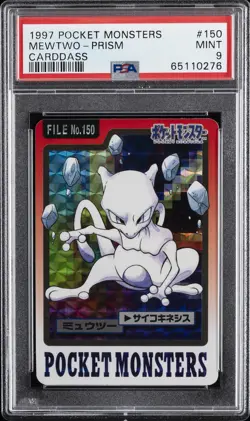 1997 POCKET MONSTERS CARDDASS #150 MEWTWO-PRISM PSA 9 - Image 1