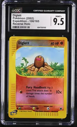 CGC 9.5 MINT+ Diglett 2002 Expedition 106/165 Reverse Holo Pokemon Card - Image 1