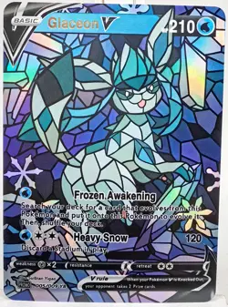Custom Stained Glass Pokemon Glaceon Anime Game Collectible Card Holo ACG/TCG - Image 1