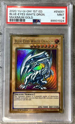 Yugioh Card 1st Ed. Blue-Eyes White Dragon PSA 9, Maximum Gold MAGO-EN001 2020 - Image 1