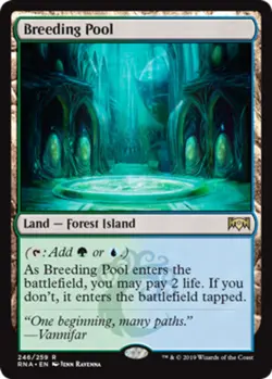 1x Breeding Pool Light Play, English Ravnica Allegiance MTG Magic - Image 1