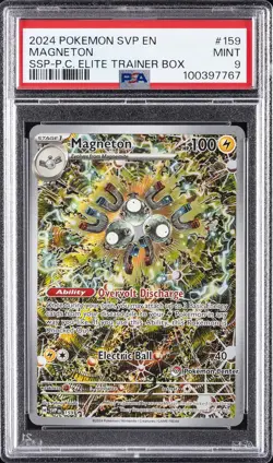 2024 POKEMON SURGING SPARKS POKEMON CENTER ETB PROMO SVP #159 MAGNETON PSA 9 - Image 1