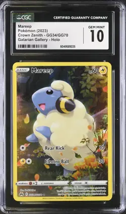 CGC 10 GEM MINT Mareep GG34/GG70 Crown Zenith Galarian Gallery Holo Rare Pokemon - Image 1