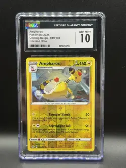 Ampharos Reverse Holo Rare - 049/198 - Chilling Reign Pokemon 2021 CGC 10 - Image 1
