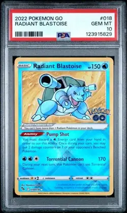 2022 Radiant Blastoise 018/078 PSA 10 Pokemon GO - Image 1