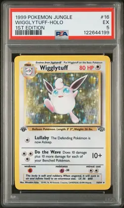1999 POKEMON JUNGLE 1ST EDITION #16 WIGGLYTUFF-HOLO PSA 5 - Image 2