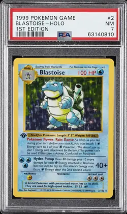 1999 POKEMON BASE SET 1ST EDITION #2 BLASTOISE-HOLO PSA 7 - Image 1