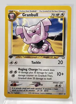 Granbull 37/111 First Edition Neo Genesis Pokemon Card 2000 LP - Image 1