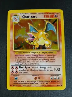 Pokemon TCG Charizard Base Set Holo Unlimited Rare Card 4/102 LP - Image 1