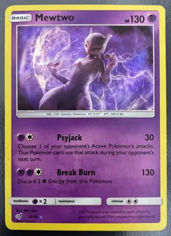 Mewtwo 12/18 Holo Rare Detective Pikachu Set | MP | Pokemon Trading Card TCG - Image 1