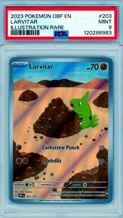 2023 POKEMON OBF EN-OBSIDIAN FLAMES ILLUSTRATION RARE #203 LARVITAR PSA 9 - Image 1