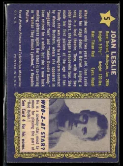 1953 Topps Who-Z-at Stars Joan Leslie EXMT SET Break #5 - Image 2