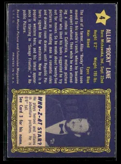 1953 Topps Who-Z-at Stars Allan Rocky Lane EXMT SET Break #4 - Image 2