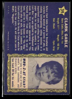 1953 Topps Who-Z-at Stars Clark Gable EXMT SET Break #39 - Image 2