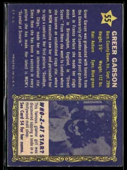 1953 Topps Who-Z-at Stars Greer Garson EXMT SET Break #55 - Image 2