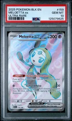 2025 POKEMON BLACK BOLT EN MELOETTA ex ULTRA RARE #159 💎 PSA 10 - Image 1