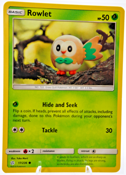 Rowlet Pokemon TCG 2019 Sun & Moon Cosmic Eclipse Basic/Common 17/236 - Image 1