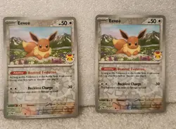 Eevee 074/131 Sv: Prismatic Evolutions Promo 2025 Pokemon Day Stamp NM Lot Of 2 - Image 1