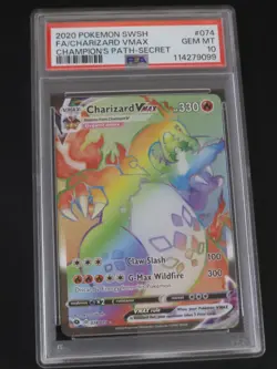 2020 Pokemon Sword & Shield Champion's Path Charizard Vmax 074/073 Secret PSA 10 - Image 2
