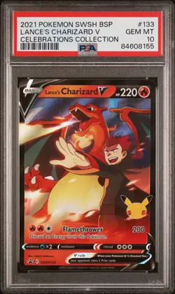 2021 POKEMON SWSH BS PROMO | CELEBRATIONS LANCE'S CHARIZARD V 133 PSA 10 - Image 1