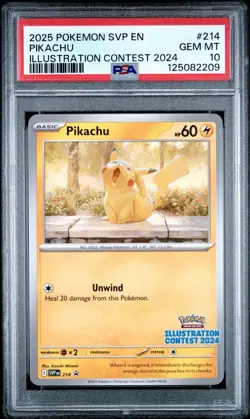 PSA 10 Pikachu 214 Pokemon Promo Card SVP EN Illustration Contest 2024 See Photo - Image 1