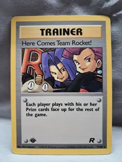 Pokemon 1999-2000 Here Comes Team Rocket! 1st Edition Rocket Raw Card Non holo - Image 1