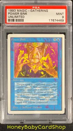 MTG Unlimited Edition 1993 Power Sink PSA 9 Mint Old School 93/94 - Image 1