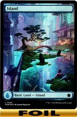 1x - ISLAND - #285 - FOIL FULL ART - Foundations - NM MTG - Image 1