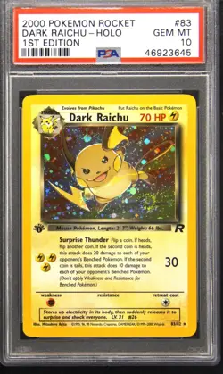 2000 POKEMON ROCKET 1ST ED #83 DARK RAICHU-HOLO PSA 10 - Image 1