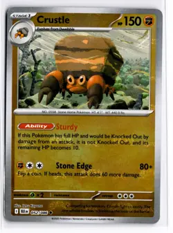 2025 TCG Pokemon Crustle 052/086 Master Ball Paterrn Reverse Holo Black Bolt - Image 1